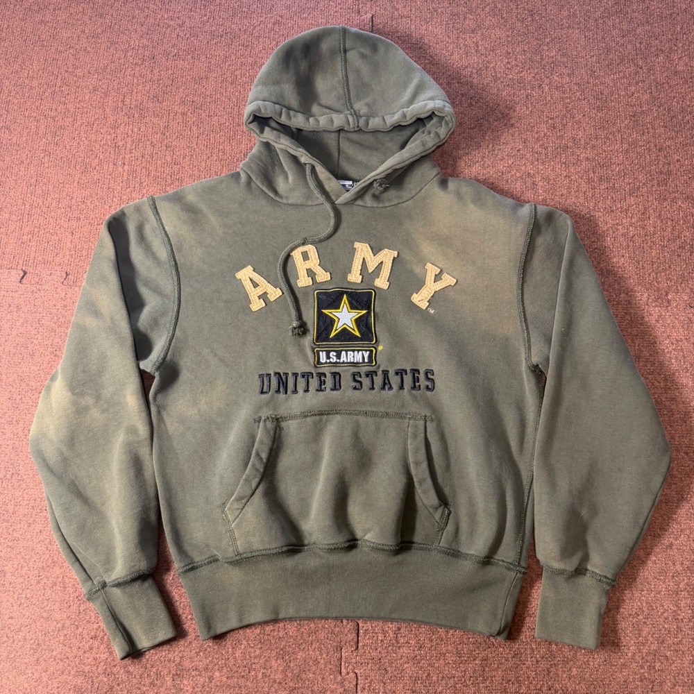 Rapid Dominance US Army United States Hoodie Mens Medium Olive Green Distressed